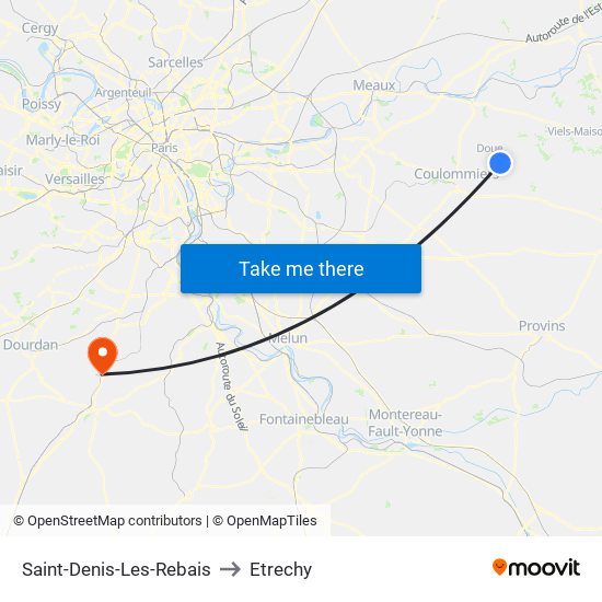 Saint-Denis-Les-Rebais to Etrechy map