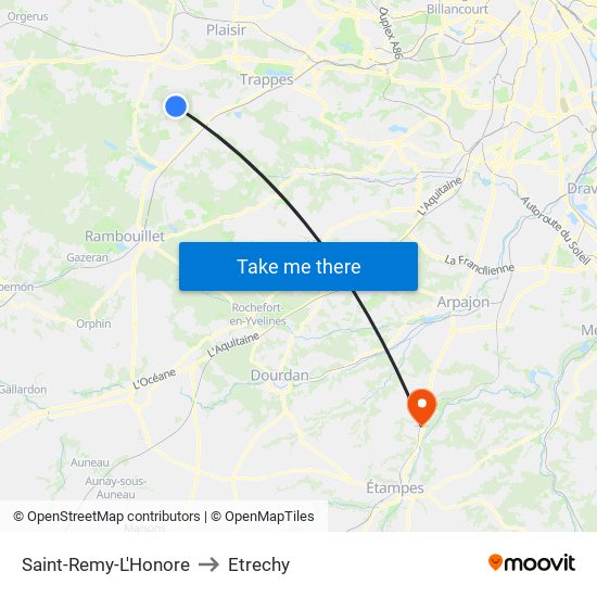 Saint-Remy-L'Honore to Etrechy map
