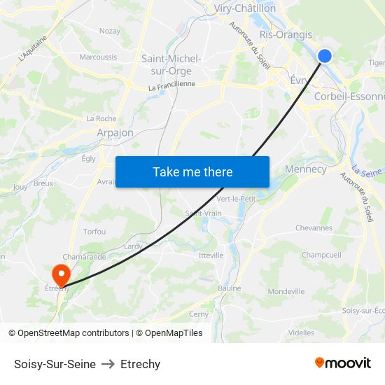 Soisy-Sur-Seine to Etrechy map