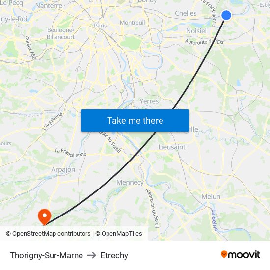 Thorigny-Sur-Marne to Etrechy map