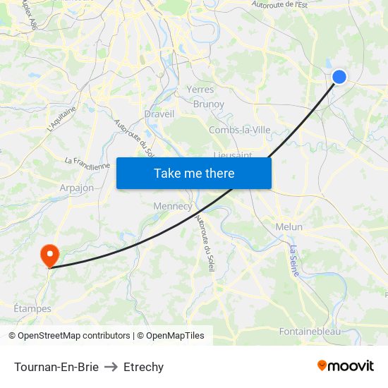 Tournan-En-Brie to Etrechy map
