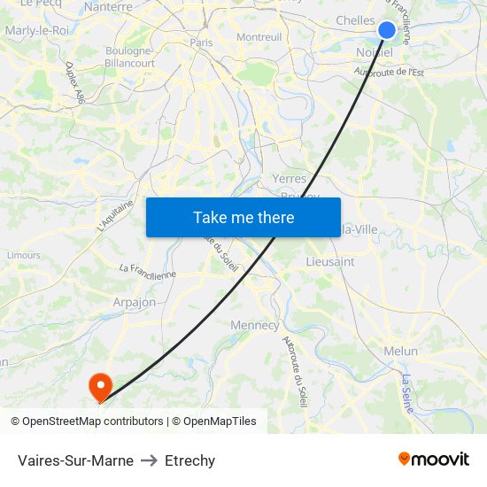 Vaires-Sur-Marne to Etrechy map