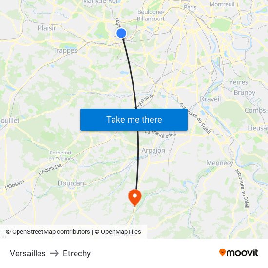 Versailles to Etrechy map