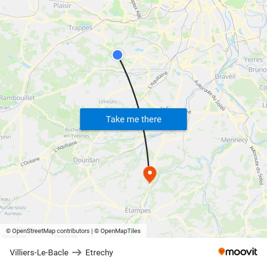 Villiers-Le-Bacle to Etrechy map