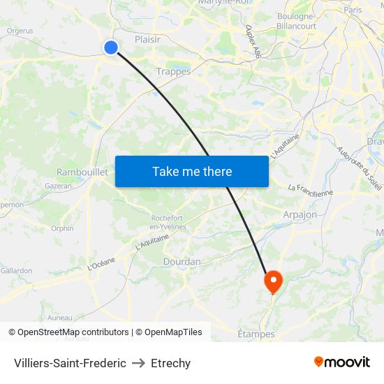 Villiers-Saint-Frederic to Etrechy map