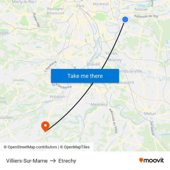 Villiers-Sur-Marne to Etrechy map