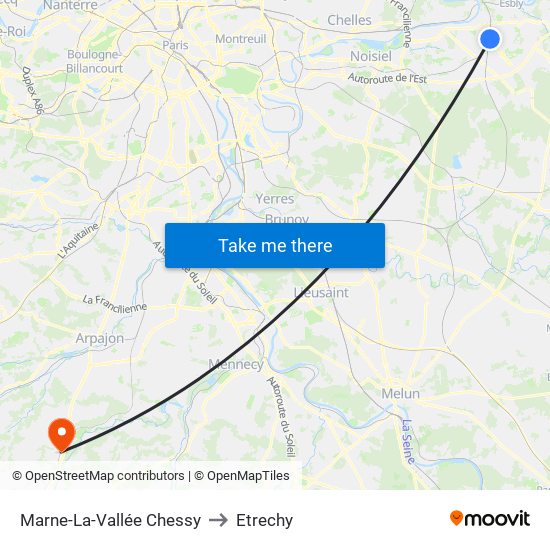 Marne-La-Vallée Chessy to Etrechy map