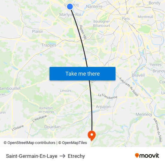 Saint-Germain-En-Laye to Etrechy map