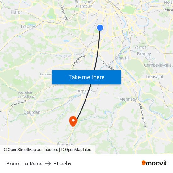 Bourg-La-Reine to Etrechy map
