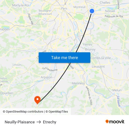 Neuilly-Plaisance to Etrechy map