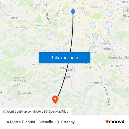 La Motte-Picquet - Grenelle to Etrechy map