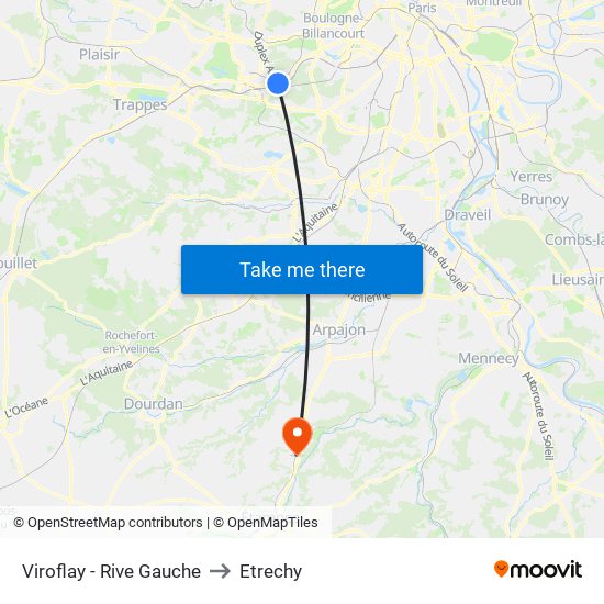 Viroflay - Rive Gauche to Etrechy map