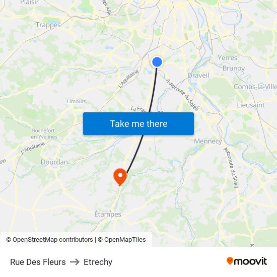 Rue Des Fleurs to Etrechy map