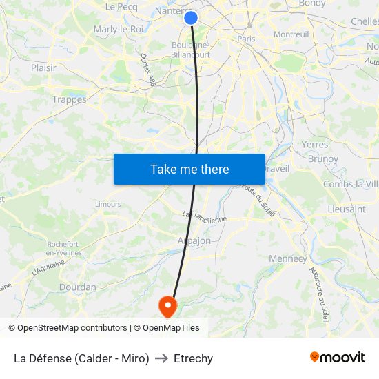 La Défense (Calder - Miro) to Etrechy map