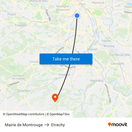 Mairie de Montrouge to Etrechy map