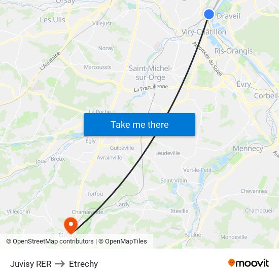 Juvisy RER to Etrechy map