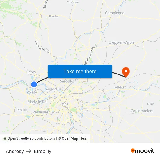 Andresy to Etrepilly map