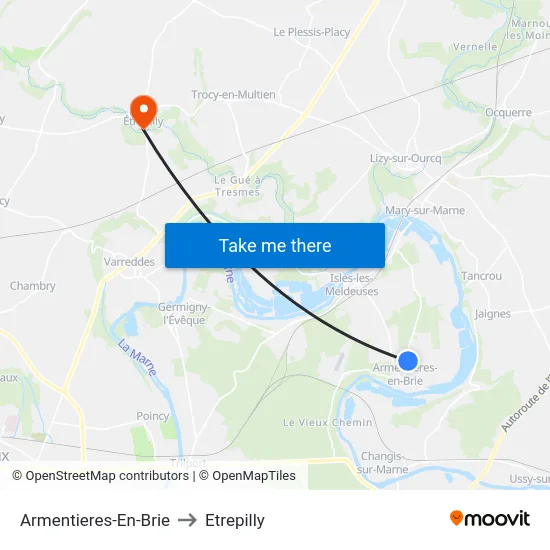 Armentieres-En-Brie to Etrepilly map