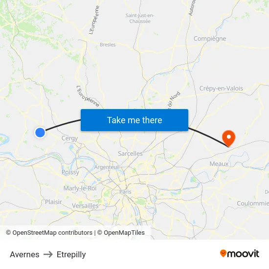 Avernes to Etrepilly map