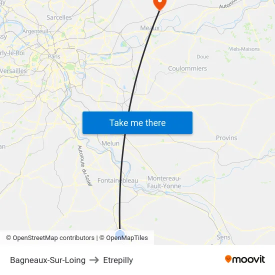 Bagneaux-Sur-Loing to Etrepilly map