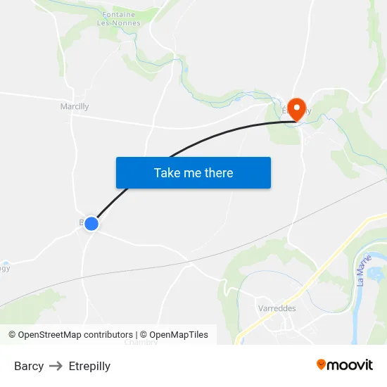Barcy to Etrepilly map