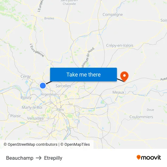 Beauchamp to Etrepilly map