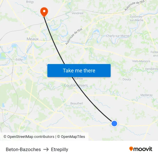 Beton-Bazoches to Etrepilly map
