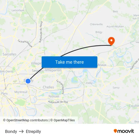 Bondy to Etrepilly map