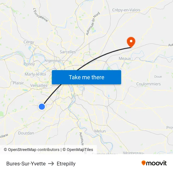 Bures-Sur-Yvette to Etrepilly map