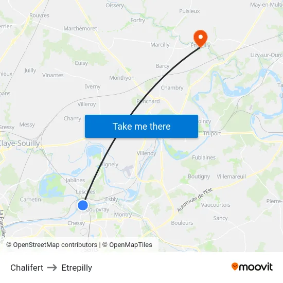 Chalifert to Etrepilly map