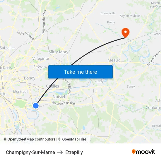 Champigny-Sur-Marne to Etrepilly map