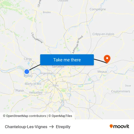 Chanteloup-Les-Vignes to Etrepilly map
