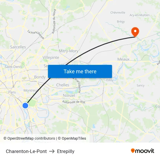 Charenton-Le-Pont to Etrepilly map