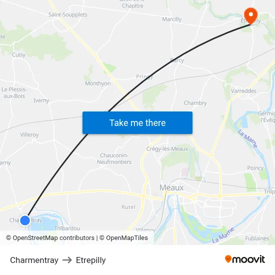 Charmentray to Etrepilly map