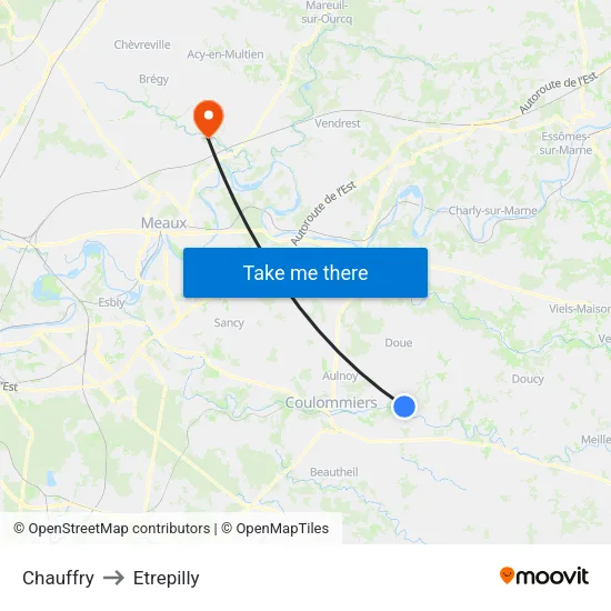 Chauffry to Etrepilly map