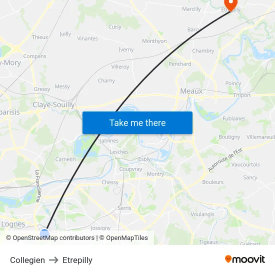 Collegien to Etrepilly map
