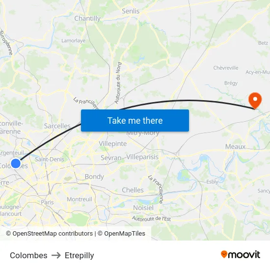 Colombes to Etrepilly map