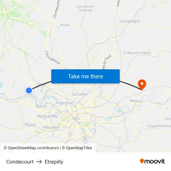 Condecourt to Etrepilly map
