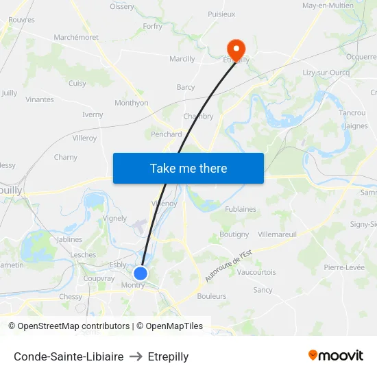 Conde-Sainte-Libiaire to Etrepilly map