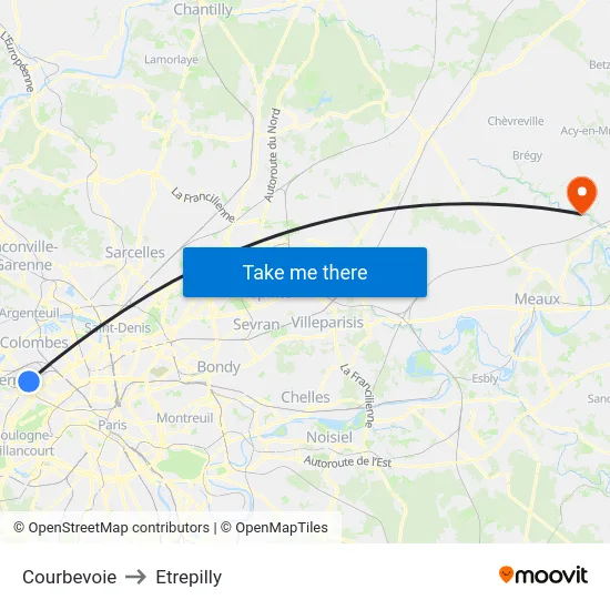 Courbevoie to Etrepilly map