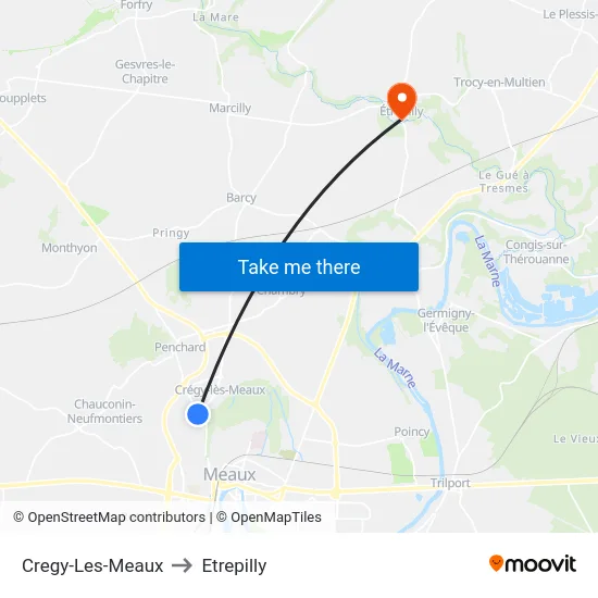 Cregy-Les-Meaux to Etrepilly map