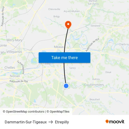 Dammartin-Sur-Tigeaux to Etrepilly map