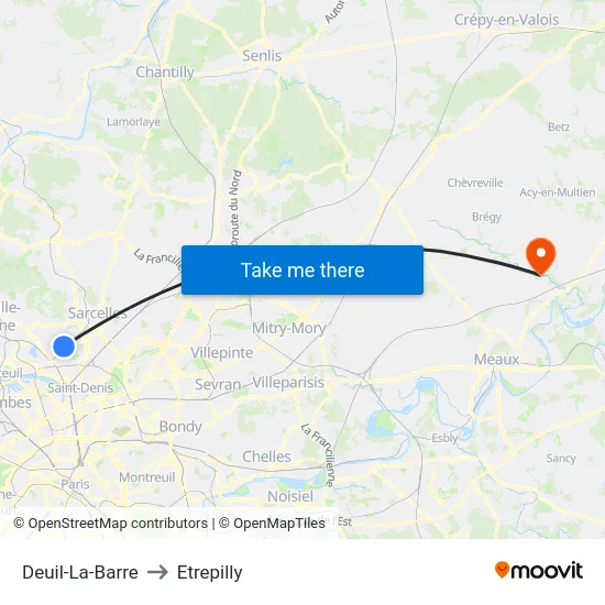 Deuil-La-Barre to Etrepilly map