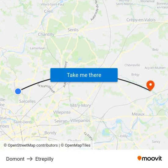 Domont to Etrepilly map
