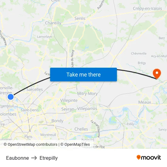 Eaubonne to Etrepilly map