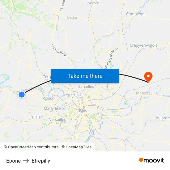 Epone to Etrepilly map