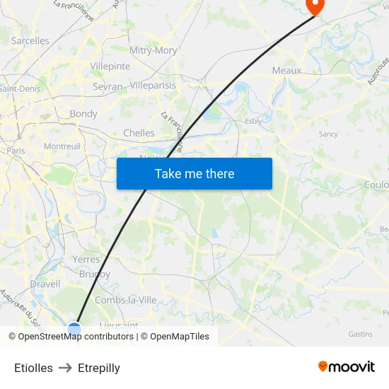 Etiolles to Etrepilly map
