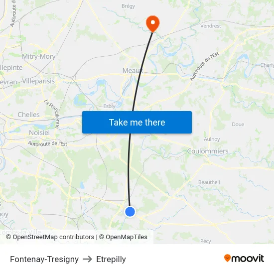 Fontenay-Tresigny to Etrepilly map