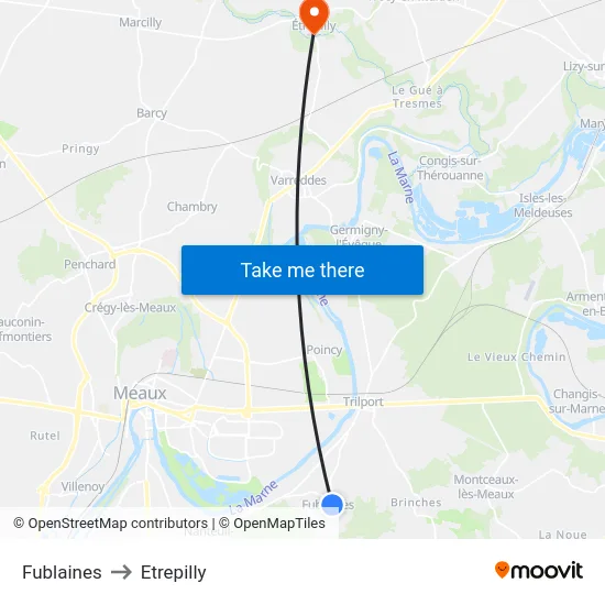 Fublaines to Etrepilly map