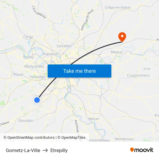 Gometz-La-Ville to Etrepilly map